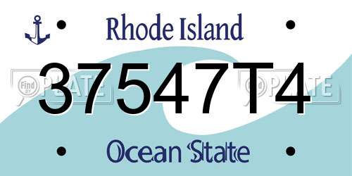 37547T4 Rhode Island License Plate