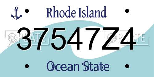 37547Z4 Rhode Island License Plate
