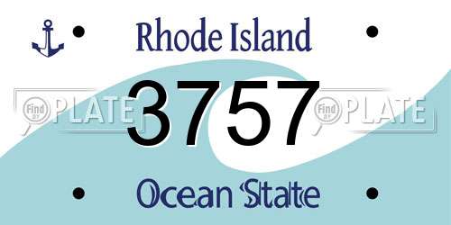 3757 Rhode Island License Plate
