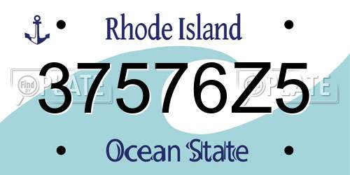 37576Z5 Rhode Island License Plate
