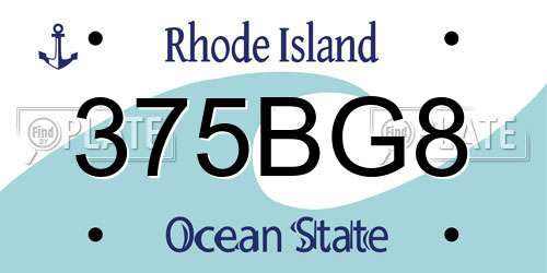 375BG8 Rhode Island License Plate