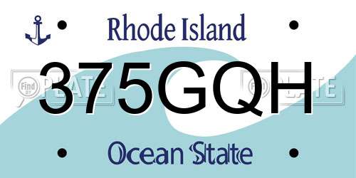 375GQH Rhode Island License Plate