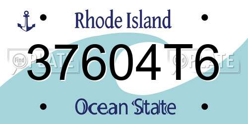 37604T6 Rhode Island License Plate