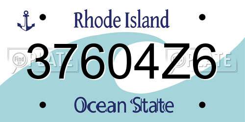 37604Z6 Rhode Island License Plate
