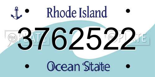 3762522 Rhode Island License Plate