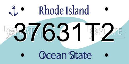 37631T2 Rhode Island License Plate