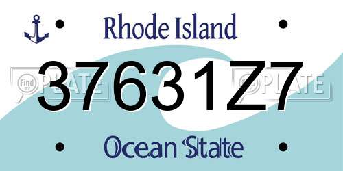 37631Z7 Rhode Island License Plate