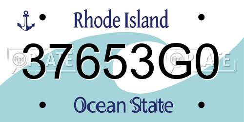 37653G0 Rhode Island License Plate