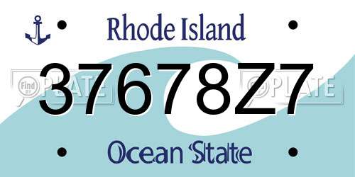 37678Z7 Rhode Island License Plate