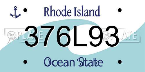 376L93 Rhode Island License Plate