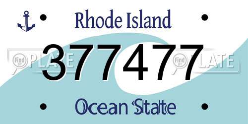 377477 Rhode Island License Plate