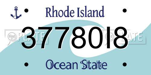 37780I8 Rhode Island License Plate