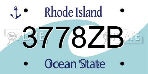 3778ZB Rhode Island License Plate