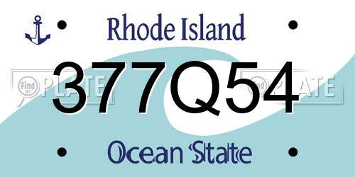 377Q54 Rhode Island License Plate