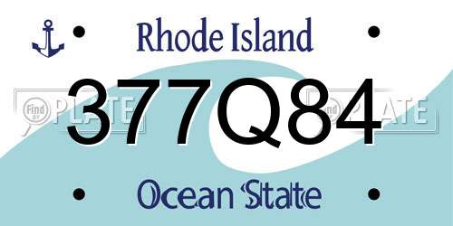 377Q84 Rhode Island License Plate