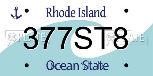 377ST8 Rhode Island License Plate