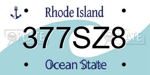 377SZ8 Rhode Island License Plate