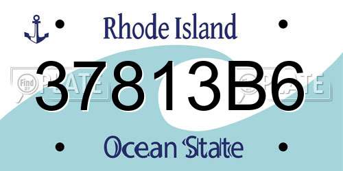37813B6 Rhode Island License Plate