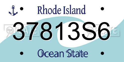 37813S6 Rhode Island License Plate