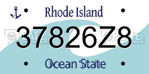 37826Z8 Rhode Island License Plate