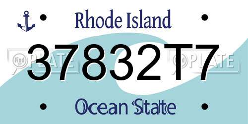 37832T7 Rhode Island License Plate