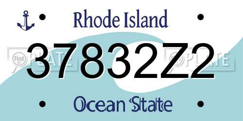 37832Z2 Rhode Island License Plate