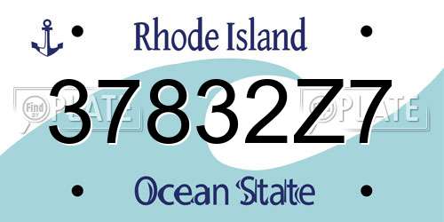 37832Z7 Rhode Island License Plate