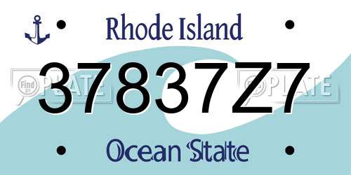 37837Z7 Rhode Island License Plate