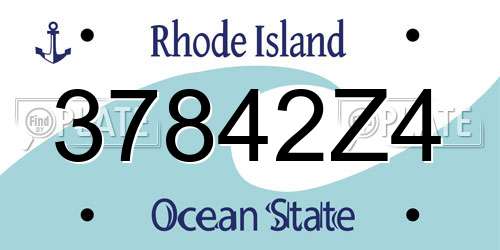 37842Z4 Rhode Island License Plate