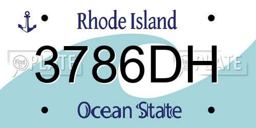 3786DH Rhode Island License Plate