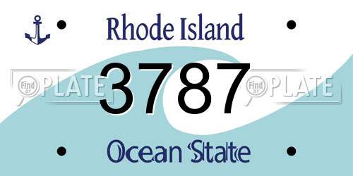 3787 Rhode Island License Plate