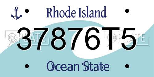 37876T5 Rhode Island License Plate