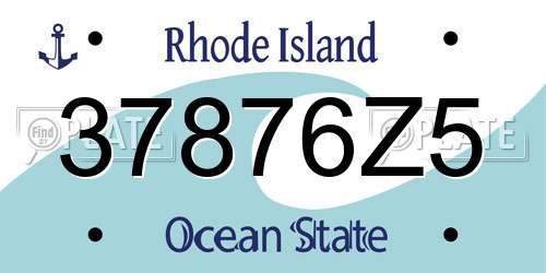 37876Z5 Rhode Island License Plate