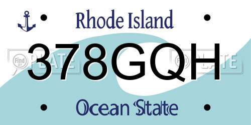 378GQH Rhode Island License Plate