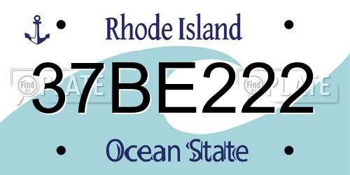 37BE222 Rhode Island License Plate