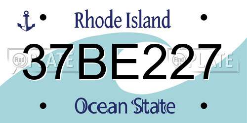37BE227 Rhode Island License Plate