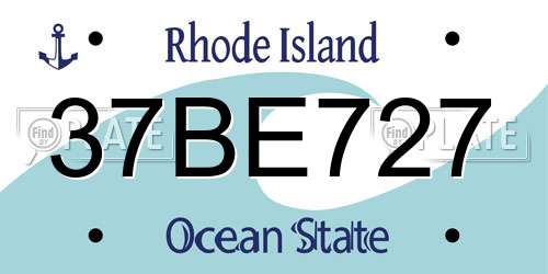 37BE727 Rhode Island License Plate