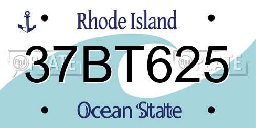 37BT625 Rhode Island License Plate