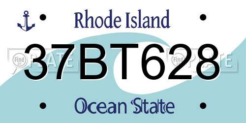 37BT628 Rhode Island License Plate