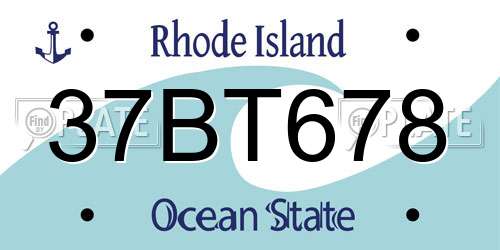 37BT678 Rhode Island License Plate