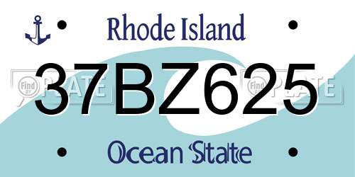 37BZ625 Rhode Island License Plate