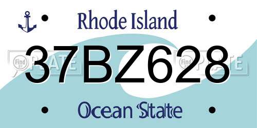 37BZ628 Rhode Island License Plate