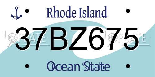 37BZ675 Rhode Island License Plate