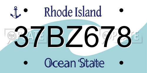 37BZ678 Rhode Island License Plate