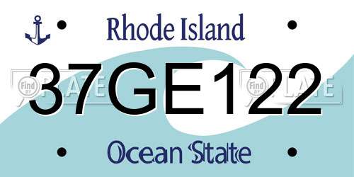 37GE122 Rhode Island License Plate