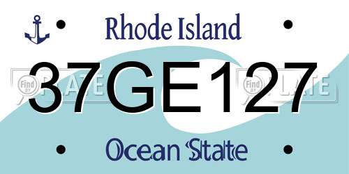 37GE127 Rhode Island License Plate