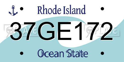 37GE172 Rhode Island License Plate