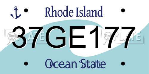 37GE177 Rhode Island License Plate
