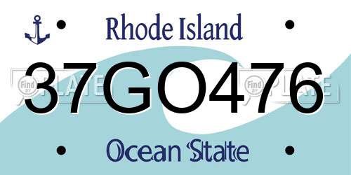 37GO476 Rhode Island License Plate