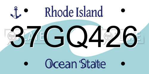37GQ426 Rhode Island License Plate
